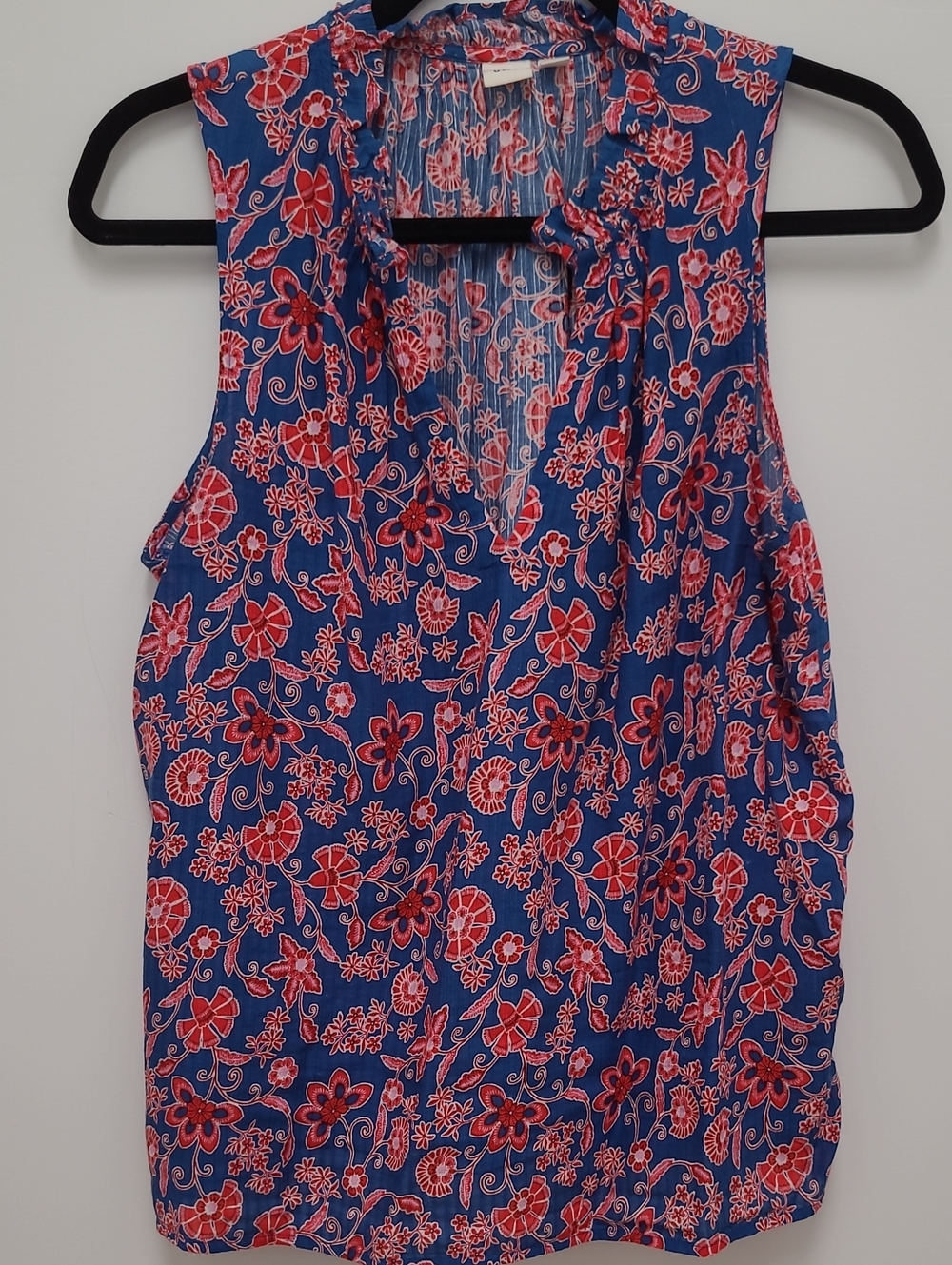 GAP Blue Sleeveless Floral Tie-Neck Camisole